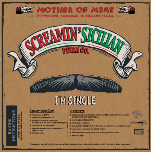 Screamin' Sicilian Three Meat Single Serve Frozen Pizza Perspective: back