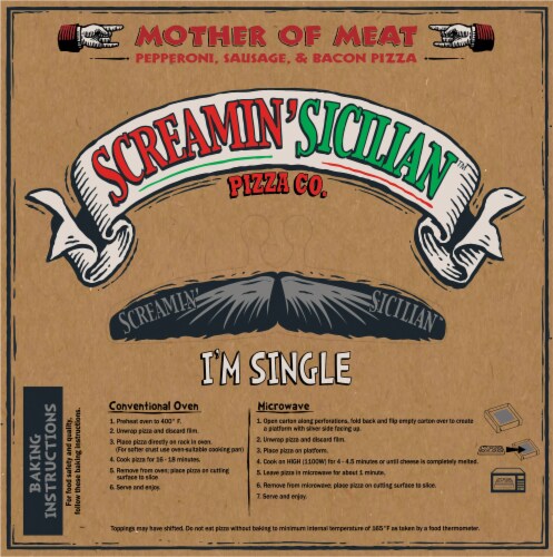 Screamin' Sicilian Three Meat Single Serve Frozen Pizza Perspective: back