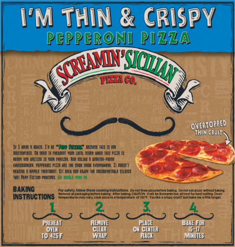 Screamin' Sicilian® Thin & Crispy Crust Pepperoni Frozen Pizza Perspective: back