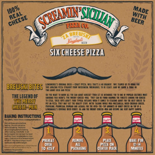 Screamin' Sicilian 'Za Brewski Six Cheese Pizza Perspective: back