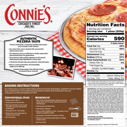 Connie's Uncured Pepperoni Classic Thin Crust Frozen Pizza Perspective: back