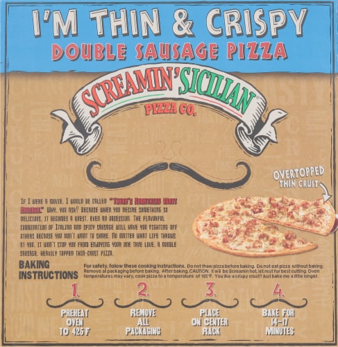 Screamin' Sicilian™ Thin & Crispy Double Sausage Pepperoni Frozen Pizza Perspective: back