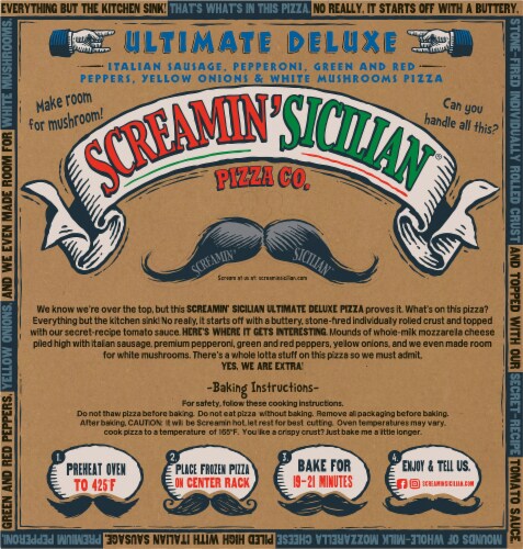 Screamin' Sicilian® Deluxe Sausage Frozen Pizza Perspective: back