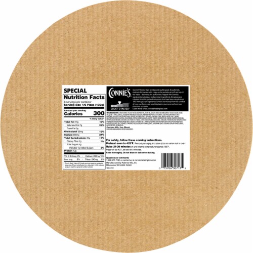 Connie's® Pizzeria Style Special Frozen Pizza Perspective: back