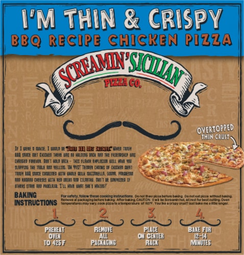 Screamin’ Sicilian™ Thin Crust BBQ Recipe Chicken Pizza Perspective: back