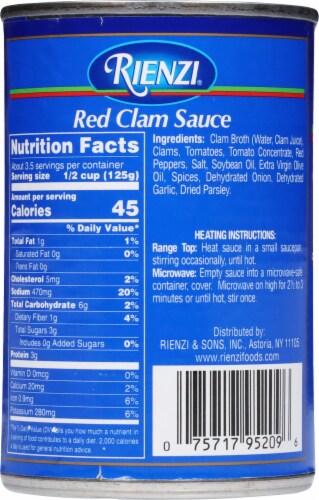 Rienzi® Red Clam Sauce Perspective: back
