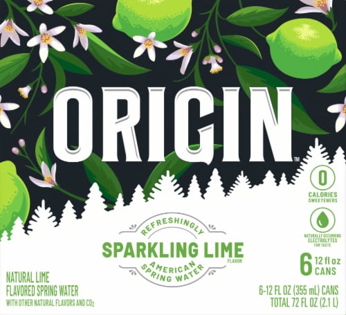 Origin™ Lime Flavored Sparkling Water Cans Perspective: back