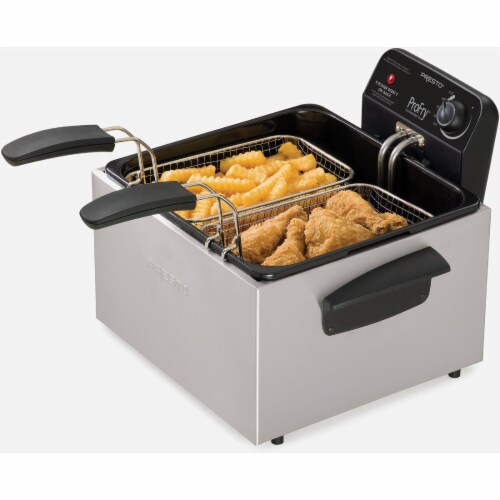 Presto® ProFry Dual Basket Silver Stainless Steel Deep Fryer Perspective: back