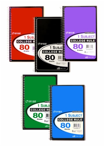 Top Flight College Rule 1-Subject Notebook - Assorted Perspective: back