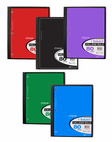 Top Flight College Rule 1-Subject Wireless Notebook - 80 Sheets - Assorted Perspective: back