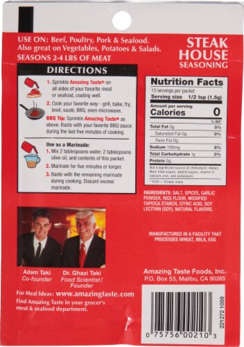 Amazing Taste Steak House Seasoning Perspective: back