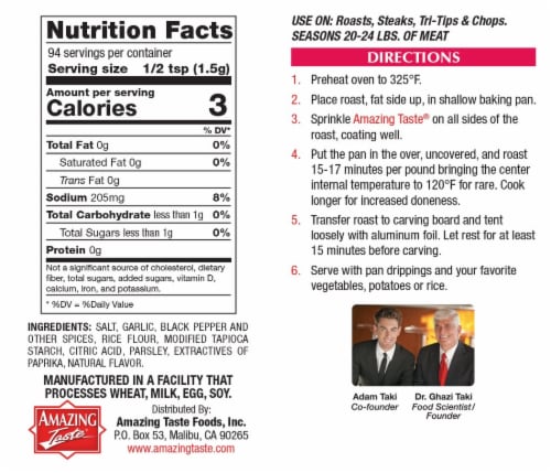 Amazing Taste® Prime Rib & Roast Seasoning Perspective: back
