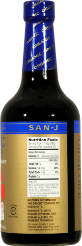 San-J Organic Tamari Soy Sauce Perspective: back