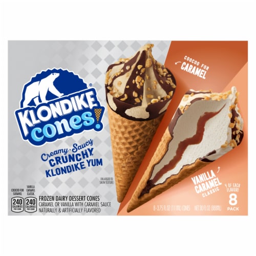 Klondike Coocoo for Caramel & Vanilla Caramel Frozen Dairy Dessert Cones Perspective: back