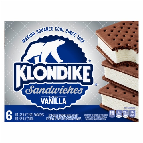 Klondike No Artificial Growth Hormones & Kosher Classic Vanilla Original Ice Cream Sandwiches Perspective: back