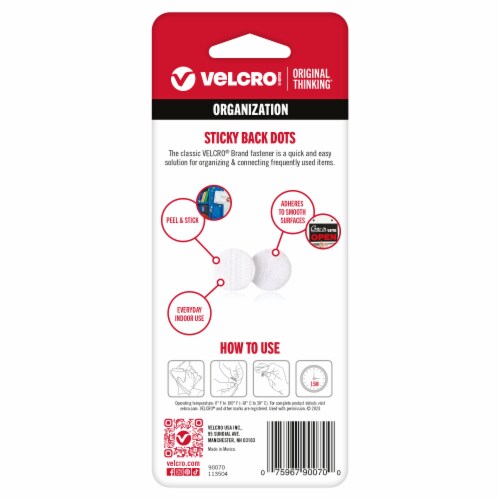 Velcro® Brand Sticky Back General Purpose Stick On Circles - White Perspective: back