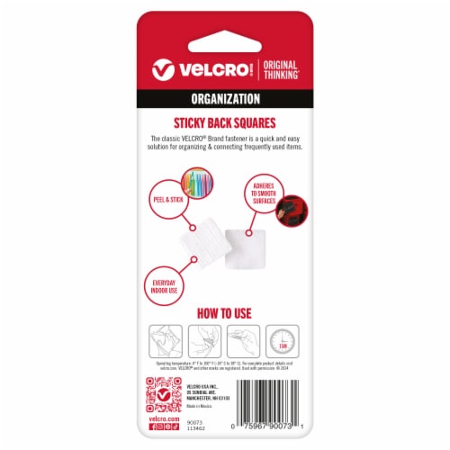 Velcro® Brand Square White Strips Perspective: back