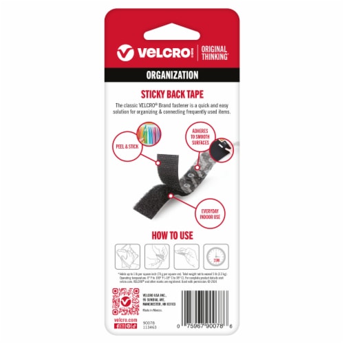 Velcro® Sticky Back General Purpose Stick On Roll - Black Perspective: back