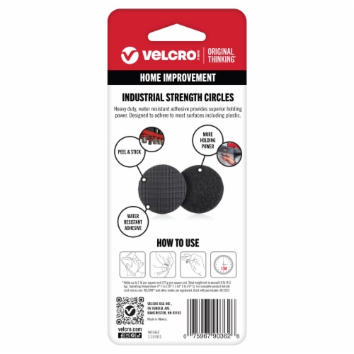 VELCRO® Brand Industrial Strength Circles - 4 Pack - Black Perspective: back