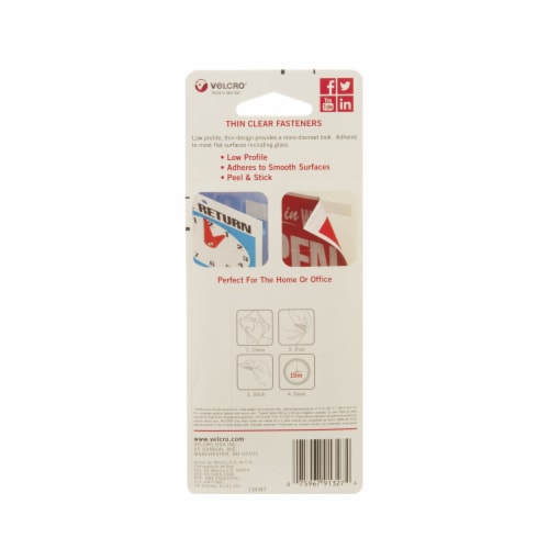 VELCRO® Brand Thin Clear Fasteners - 4 Pack Perspective: back
