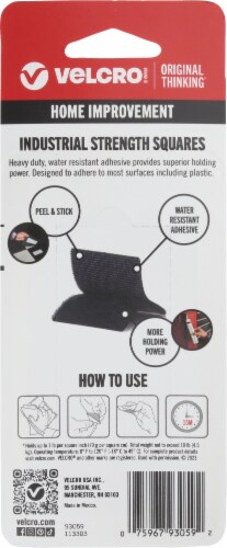VELCRO® Brand Industrial Strength Stick On Squares - 4 Pack - Black Perspective: back