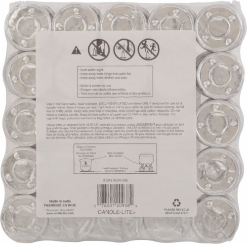 Candle-lite™ Unscented Tea Light Candles - White Perspective: back