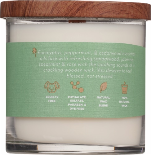Candle-lite® Essential Elements® Wooden Wick Vibing & Thriving Jar Candle Perspective: back