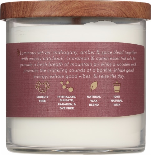 Candle-lite® Essential Elements® Wooden Wick Adventure is Calling Jar Candle - Mahogany and Vetiver Perspective: back