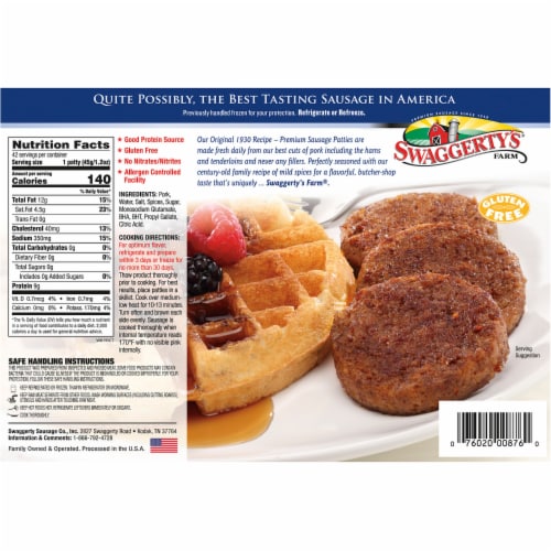 Swaggerty's® Premium Mild Sausage Patties Perspective: back