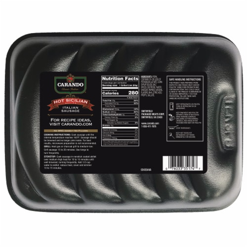 Carando Hot Sicilian Italian Sausage Links Perspective: back