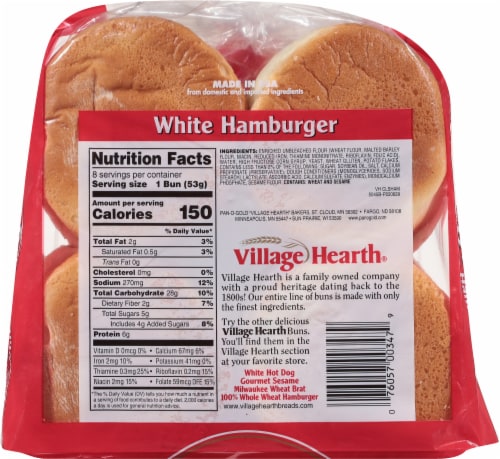 Village Hearth® Classic White Hamburger Buns Perspective: back