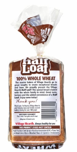Village Hearth 100% Whole Wheat Half Loaf Perspective: back