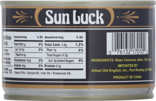Sun Luck Diced Peeled Water Chestnuts Perspective: back
