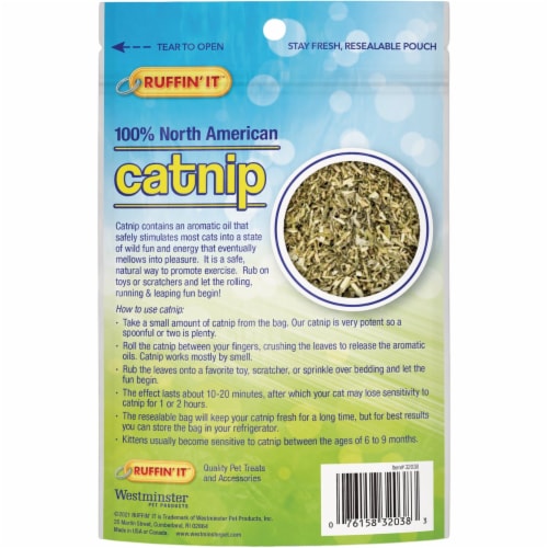 Westminster Pet Ruffin' it 0.5 Oz. 100% North American Catnip with Toy 32038 Perspective: back