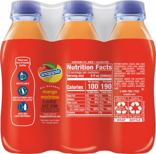 Snapple® Mango Madness Tea Beverage Perspective: back