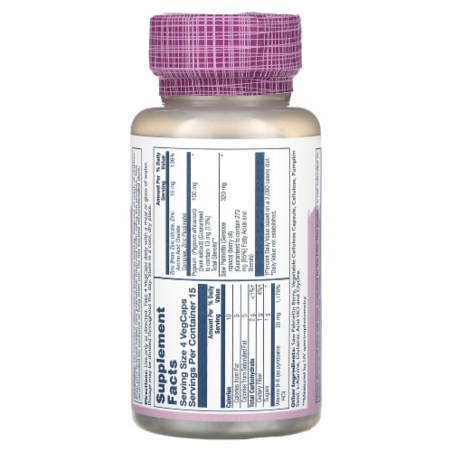 Solaray Vital Extracts Saw Palmetto & Pygeum with Zinc - 60 VegCaps Perspective: back
