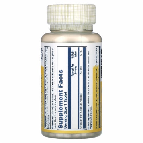 Solaray Chromium Picolinate 200mcg | 100ct Perspective: back