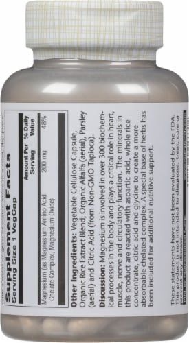 Solaray Magnesium Vegetarian Capsules 200 mg Perspective: back