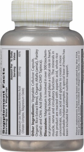 Solaray Magnesium Vegetarian Capsules 200 mg Perspective: back
