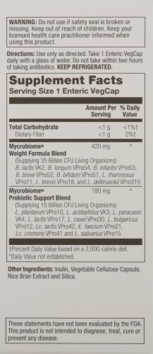 Solaray Mycrobiome Probiotic Weight Formula VegCaps Perspective: back