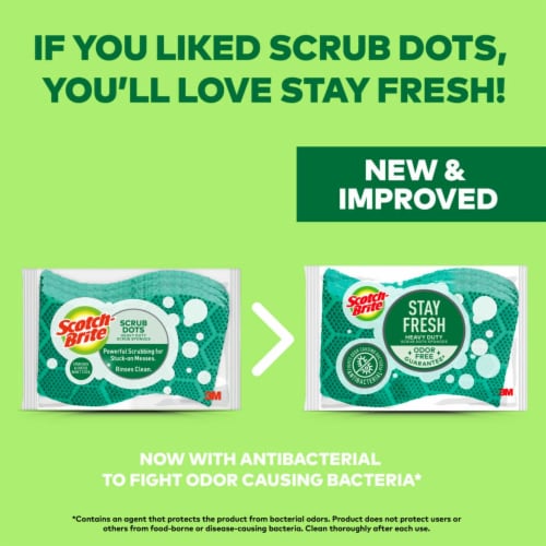 Scotch-Brite® Stay Fresh Heavy Duty Scrub Dot Sponges Perspective: back