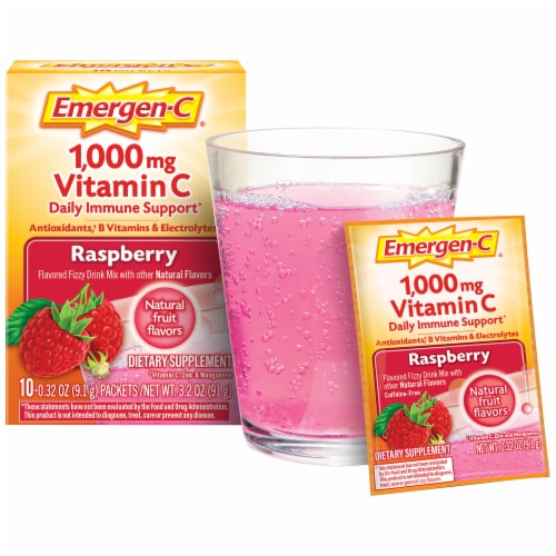 Emergen-C Vitamin C Immune Support Raspberry Powder 1000mg Perspective: back