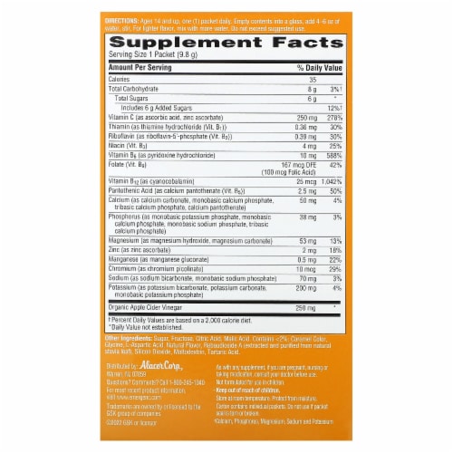 Emergen-C Apple Cider Vinegar Vitamin C Fizzy Drink Mix Perspective: back