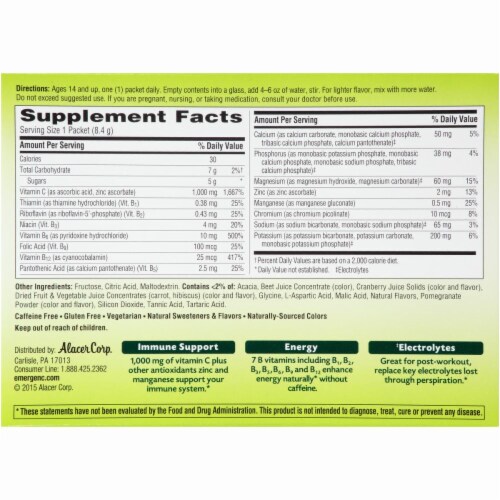 Emergen-C Super Fruit Pomegranate Power 30 Count Perspective: back