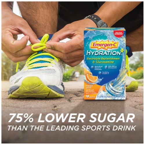Emergen-C Hydration+ Sports Drink Mix with Vitamin C Powder Packets Perspective: back