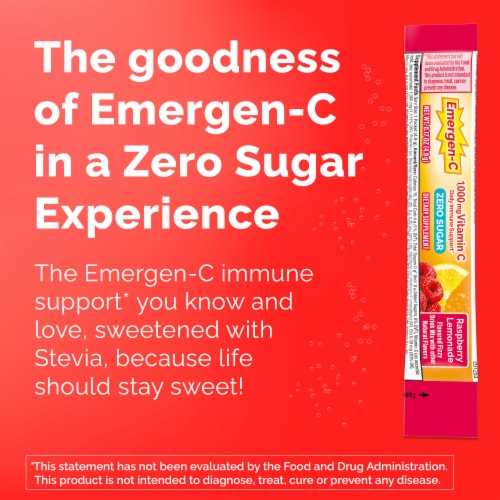 Emergen-C Zero Sugar Immune Support Powder Raspberry Lemonade Flavor Perspective: back