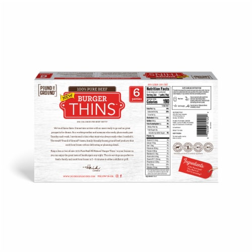 Pound of Ground® Burger Thins™ Frozen 100% Pure Beef Patties Perspective: back