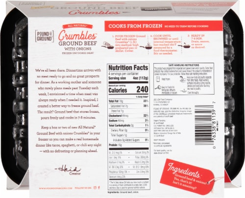 Pound of Ground® Crumbles® Frozen Ground Beef with Onions Perspective: back