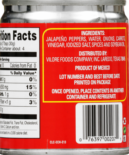 La Costena® Green Pickled Sliced Jalapeno Peppers Perspective: back