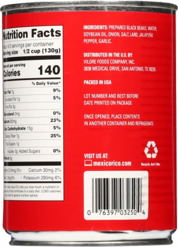 La Costena® Refried Black Beans Perspective: back